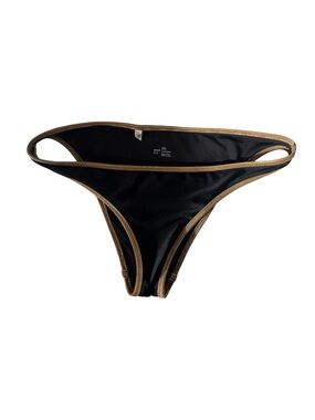 aerie- low rise cheeky , bikini bottom black with gold trim size M